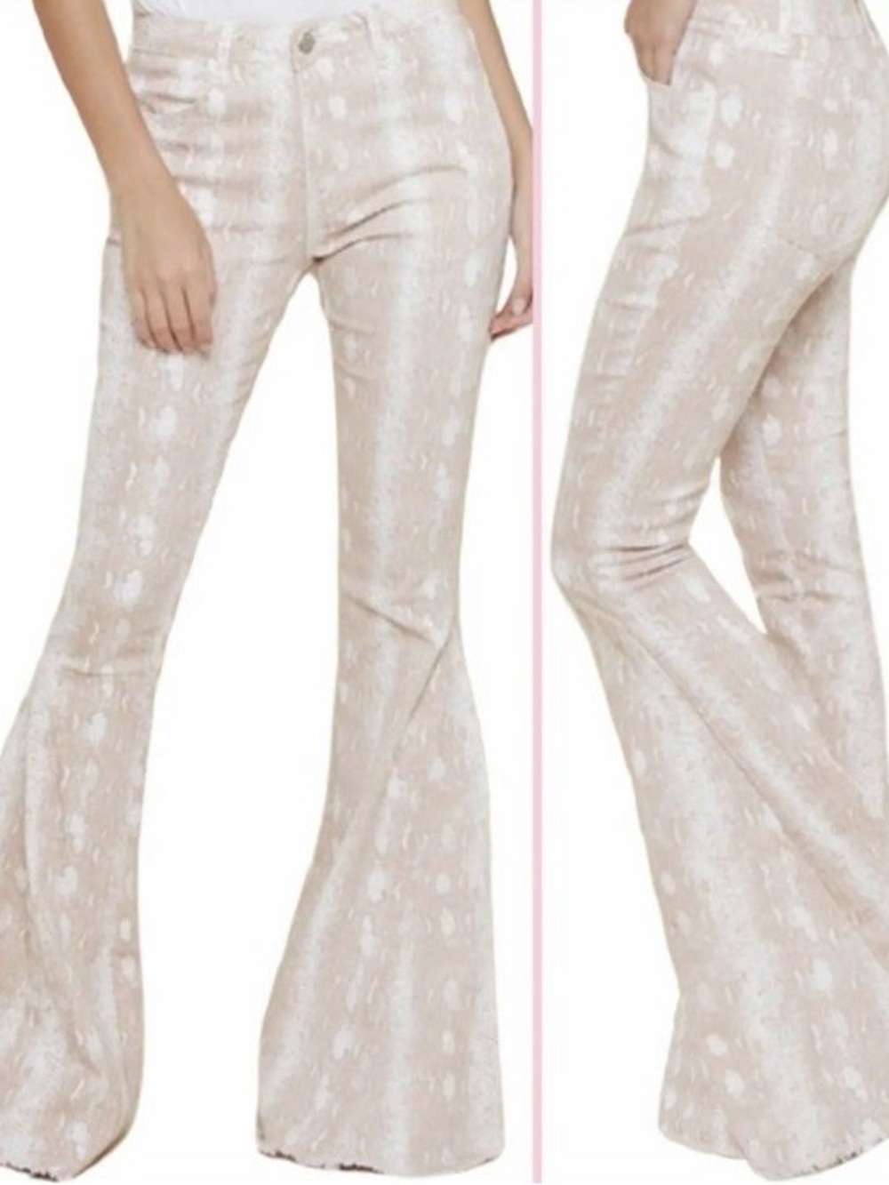 Women’s Country Baby Pink Snake Skin Flared Pants